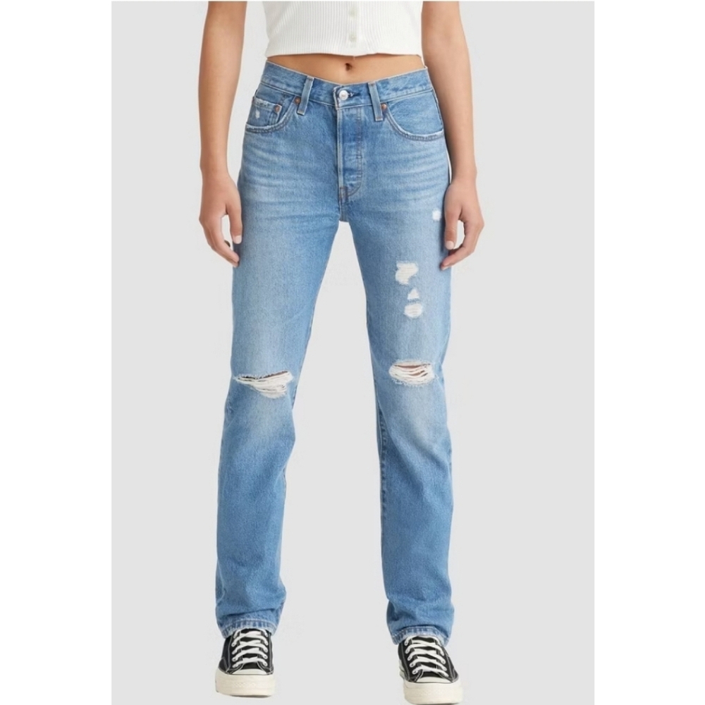 Levi's 501 Button Fly Original Distressed Jeans Sz 25 Grunge Minimalist